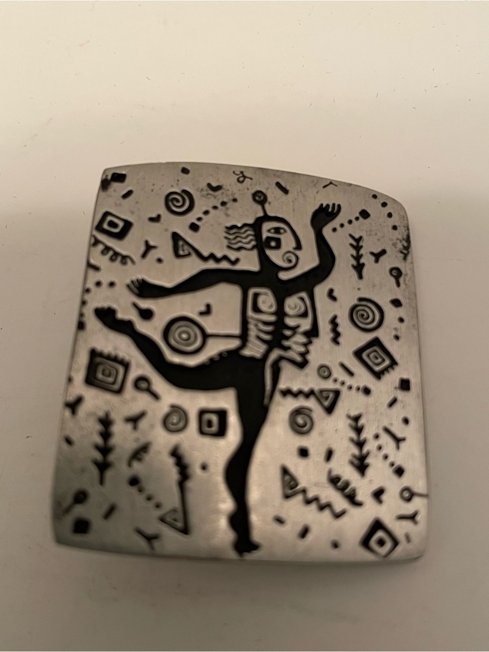 Urban Fetishes 1993 Petroglyph Pin Brooch Tribal‎ Dancer Design Pewter 2"